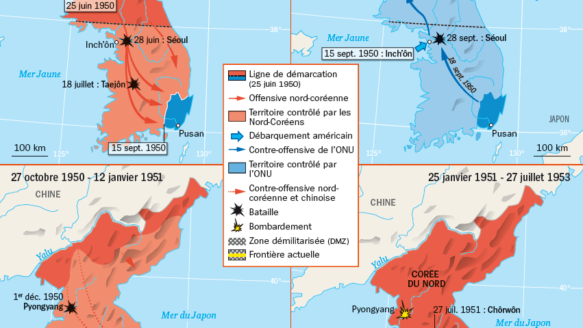 Guerre de Corée, description des phases de combats