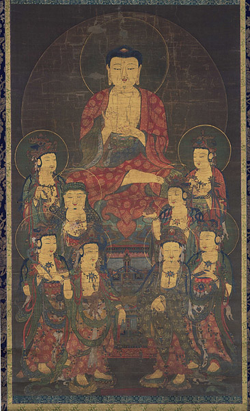Peinture bouddhique coréenne de la dynastie Goryeo, datée d'environ 1300
