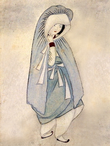 Détail peint par Sin Yun-bok montrant une femme portant le sseugae chima sous Joseon